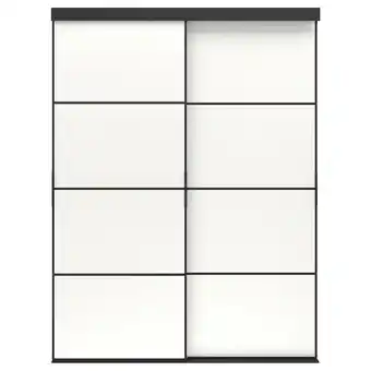 Skytta / mehamn combinação porta deslizante, preto/dupla face branco, 152x205 cm
