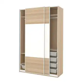 IKEA Pax / mehamn roupeiro, branco dupla face/branco ef carvalho c/velatura branca, 150x66x236 cm promoção