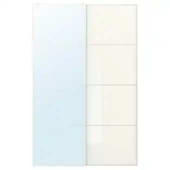 IKEA Auli / färvik par de portas deslizantes, vidro espelhado/vidro branco, 150x236 cm promoção