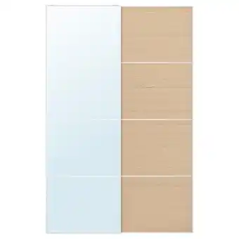 IKEA Auli / mehamn par de portas deslizantes, vidro espelhado/dupla face vidro inc ef carvalho c/vel br, 150x236 cm promoção
