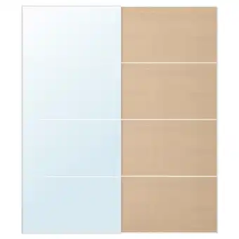 IKEA Auli / mehamn par de portas deslizantes, vidro espelhado/dupla face vidro inc ef carvalho c/vel br, 200x236 cm promoção