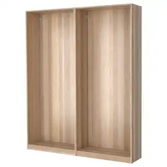 Pax 2 estruturas roupeiro, ef carvalho c/velatura branca, 200x35x236 cm