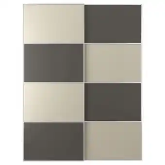 IKEA Mehamn par de portas deslizantes, dupla face cinz esc/bege, 150x201 cm promoção
