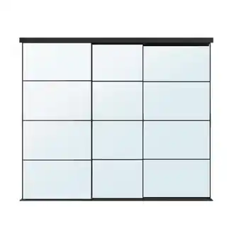 IKEA Skytta / auli combinação porta deslizante, preto/vidro espelhado, 276x240 cm promoção