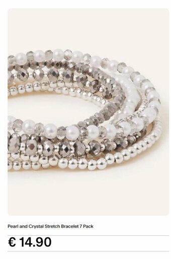 Pearl and Crystal Stretch Bracelet 7 Pack