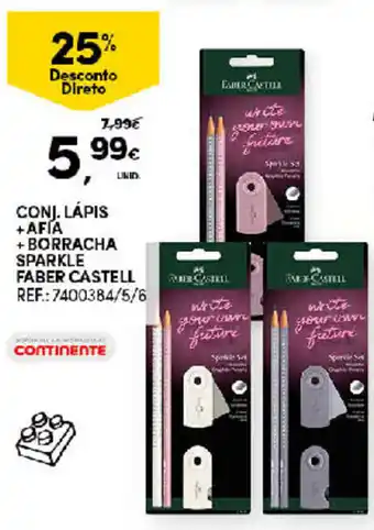 Continente Conj. Lápis +Afia+Borracha Sparkle Faber Castell promoção
