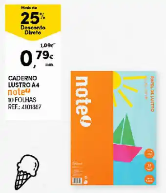 Continente Caderno Lustro A4 note 10 Folhas promoção
