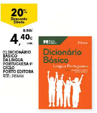 Continente Dicionário Basico da Lingua Portuguesa 1° Ciclo Porto Editora promoção