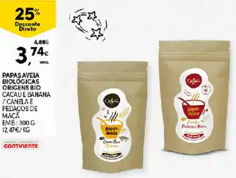 Continente Papas Aveia Biológicas Origens Bio 300g promoção