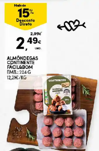 Continente Almôndegas Continente Fácil & Bom 204g promoção