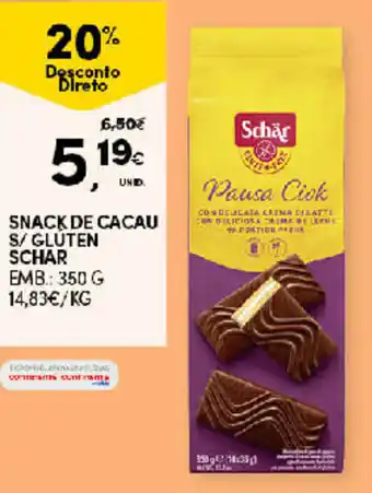 Continente Snack de Cacau S/Gluten Schar 350g promoção