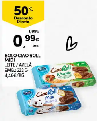 Continente Bolo Ciao Roll Midi 222g promoção