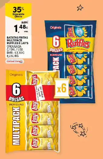 Continente Batatas Fritas Multipack Ruffles Lay's 6x30g promoção