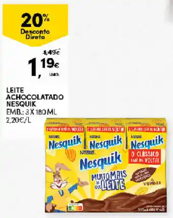 Continente Leite Achocolatado Nesquik 3 x 180ml promoção