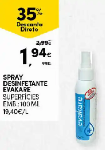Continente Spray Desinfetante Evakare 100ml promoção
