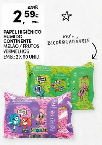 Continente Papel Higiénico Humido Continente 2x60 Unid promoção