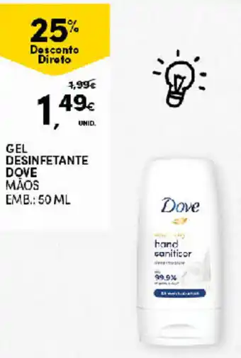 Continente Gel Desinfetante Dove 50ml promoção