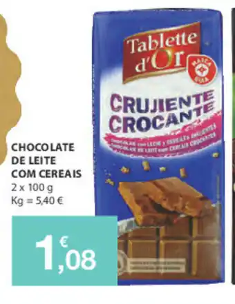 E.Leclerc Chocolate de Leite com Cereais 2x100g promoção