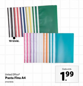 Lidl United Office Pasta Fina A4 promoção
