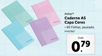 Ambar Caderno A5 Capa Cores 60 Folhas, pautado.