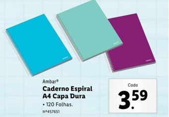 Lidl Ambar Caderno Espiral A4 Capa Dura promoção