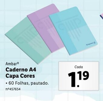 Lidl Ambar Caderno A4 Capa Cores promoção