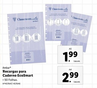 Lidl Ambar Recargas para Caderno EcoSmart promoção