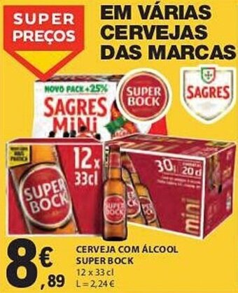 CERVEJA COM ÁLCOOL SUPER BOCK 12X33CL