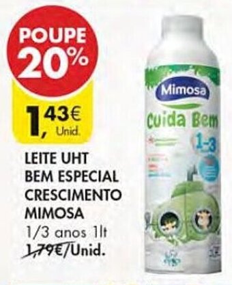 Pingo Doce LEITE UHT BEM ESPECIAL CRESCIMENTO MIMOSA 1/3 anos 1lt promoção