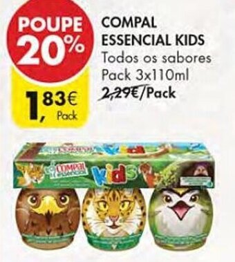 Pingo Doce COMPAL ESSENCIAL KIDS Pack 3x110ml promoção