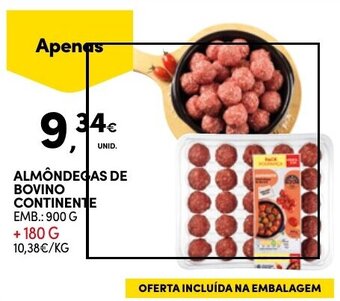 Continente ALMÔNDEGAS DE BOVINO CONTINENTE EMB.: 900 G promoção