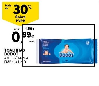 Continente TOALHITAS DODOT AZUL C/ TAMPA EMB.: 64 UNID promoção