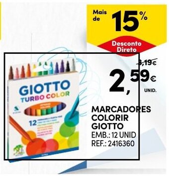 Continente MARCADORES COLORIR GIOTTO EMB.: 12 UNID promoção