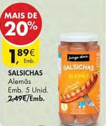 Pingo Doce SALSICHAS Alemãs Emb. 5 Unid. promoção