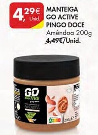 Pingo Doce MANTEIGA GO ACTIVE PINGO DOCE Amêndoa 200g promoção