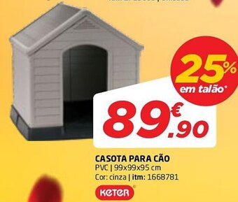Bricomarché CASOTA PARA CÃO PVC | 99x99x95 cm Cor: cinza | itm: 1668781 promoção