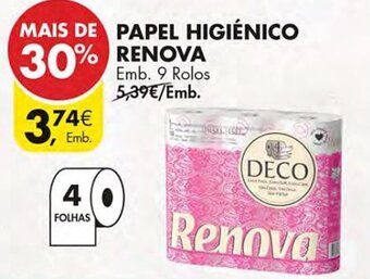 Pingo Doce PAPEL HIGIÉNICO RENOVA Emb. 9 Rolos promoção