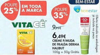 Pingo Doce CREME P/MUDA DE FRALDA DERMA HALIBUT 100g + 50g Grátis promoção