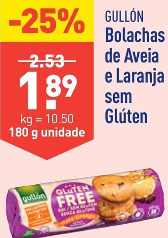 ALDI GULLÓN Bolachas de Aveia e Laranja sem Glúten promoção