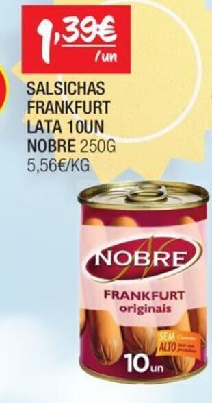 Spar SALSICHAS FRANKFURT LATA 10UN NOBRE 250G promoção