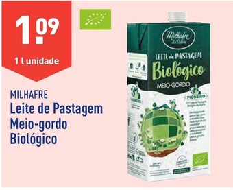 ALDI MILHAFRE Leite de Pastagem Meio-gordo Biológico promoção