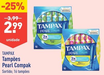 ALDI TAMPAX Tampões Pearl Compak Sortido; 16 tampões promoção