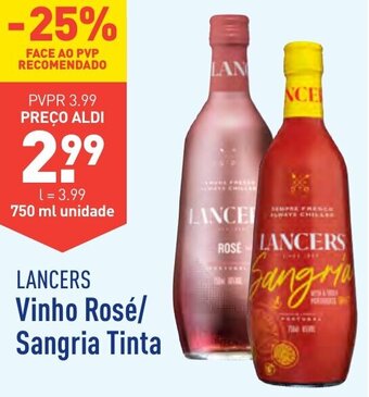 ALDI LANCERS Vinho Rosé/ Sangria Tinta promoção
