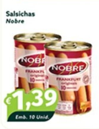 Roque Supermercados Salsichas Nobre Emb. 10 Unid promoção