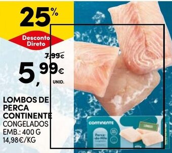 Continente LOMBOS DE PERCA CONTINENTE CONGELADOS EMB.: 400 G promoção