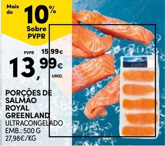 Continente PORÇÕES DE SALMÃO ROYAL GREENLAND ULTRACONGELADO EMB.: 500 G promoção