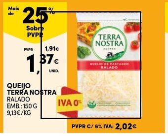 Continente QUEIJO TERRA NOSTRA RALADO promoção