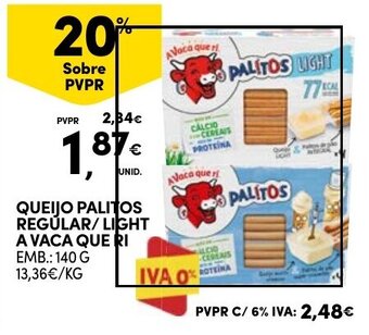 Continente QUEIJO PALITOS REGULAR/LIGHT A VACA QUE RI EMB.: 140 G promoção