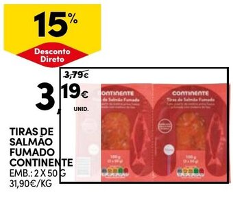 Continente TIRAS DE SALMAO FUMADO CONTINENTE EMB.: 2 X 50 G promoção