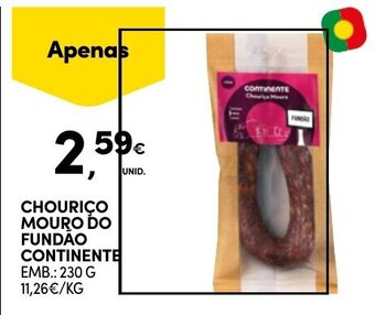 Continente CHOURIÇO MOURO DO FUNDAO CONTINENTE EMB.: 230 G promoção
